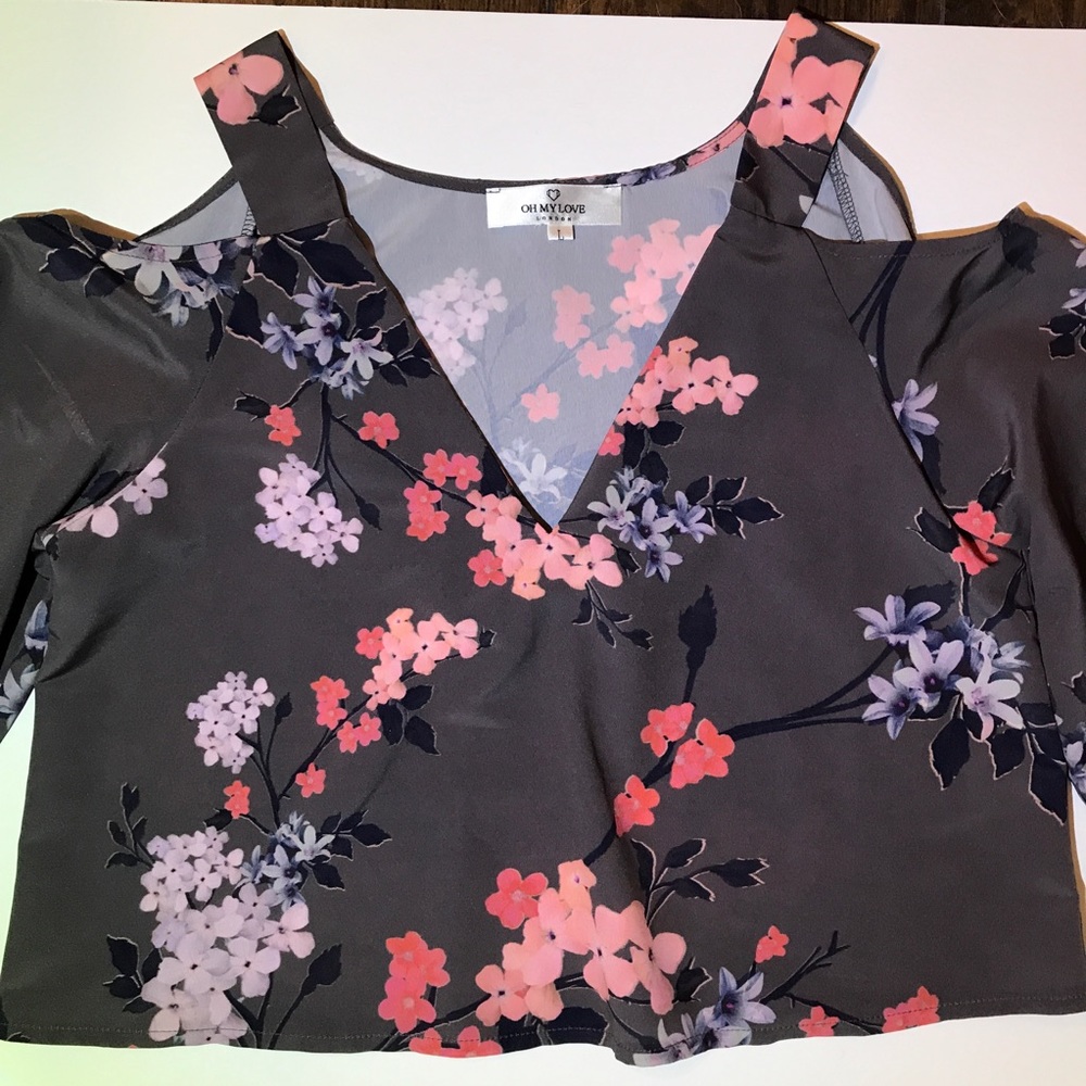 3 for $15 • My Love Floral Cold Shoulder Crop Top